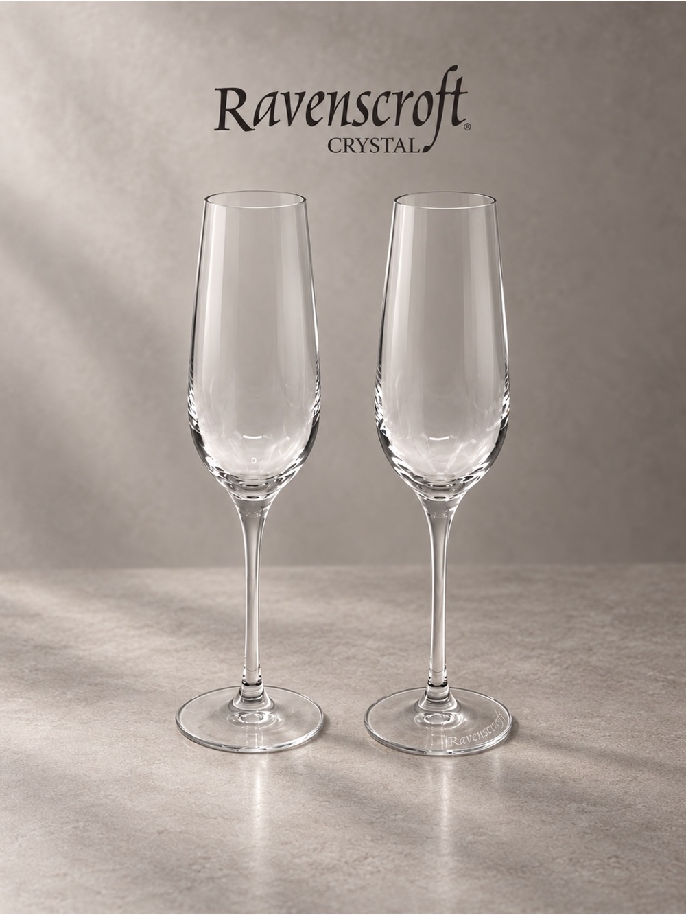 Ravenscroft Classics Champagne Flutes Lead-Free Crystal Set of 2